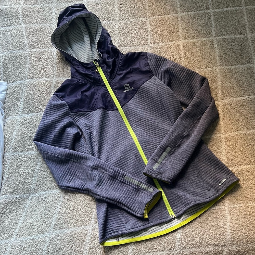 Salomon Womens Advanced Skin Warm Full Zip Hooded Mid Layer Hoodie Size XS